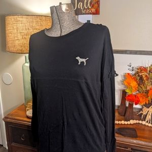 PINK Bling Sequin Black Long Sleeve Tee